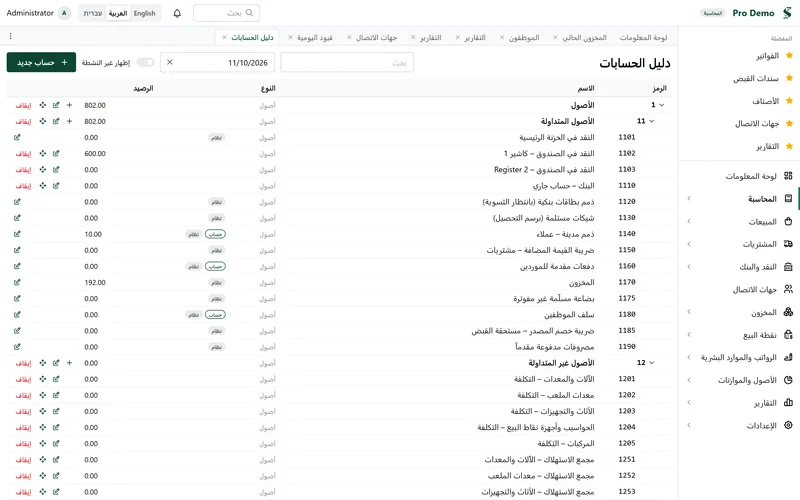 Sanad chart of accounts in Arabic